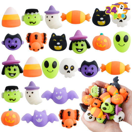Joyfy 24 Pcs Halloween Mochi Squishy Toys,Squishy Toys for Kids,Halloween Classroom Favors Prizes Party Favors,Claw Machine Filler for Kids,Stress Relief Toys