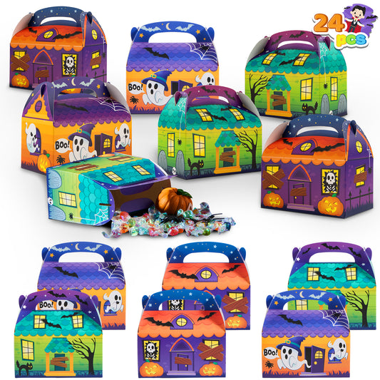 Joyfy 24 Pcs Halloween Treat Boxes,Cardboard Paper Halloween Candy Boxes with Carry Handles,Halloween Candy Boxes Party Favors,Cookies Goodie Bags