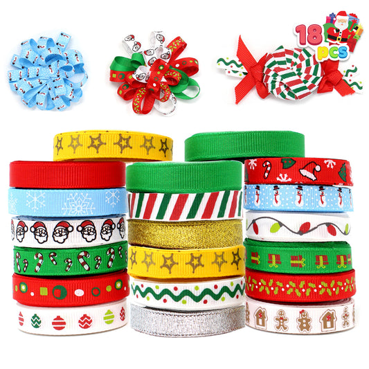 SYNCFUN 270 ft Satin Ribbon Assortment, 18 Pcs
