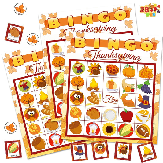 Joyfy 28 Players Thanksgiving Bingo Game for Adult Kids,Thanksgiving Decoration Party Supplies