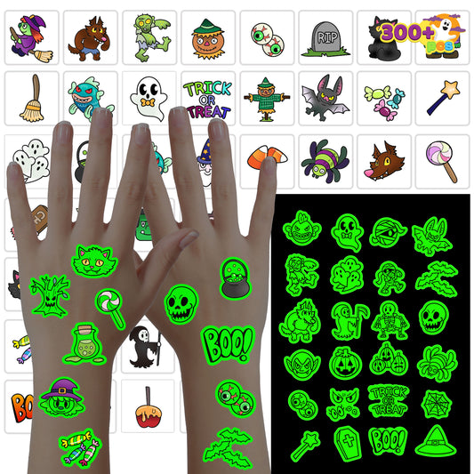 Joyfy 300+ Halloween Temporary Tattoos,Glow in The Dark Tattoos for Kids,Halloween Toys Bulk,Halloween Trick or Treat Toys,Halloween Party Favor