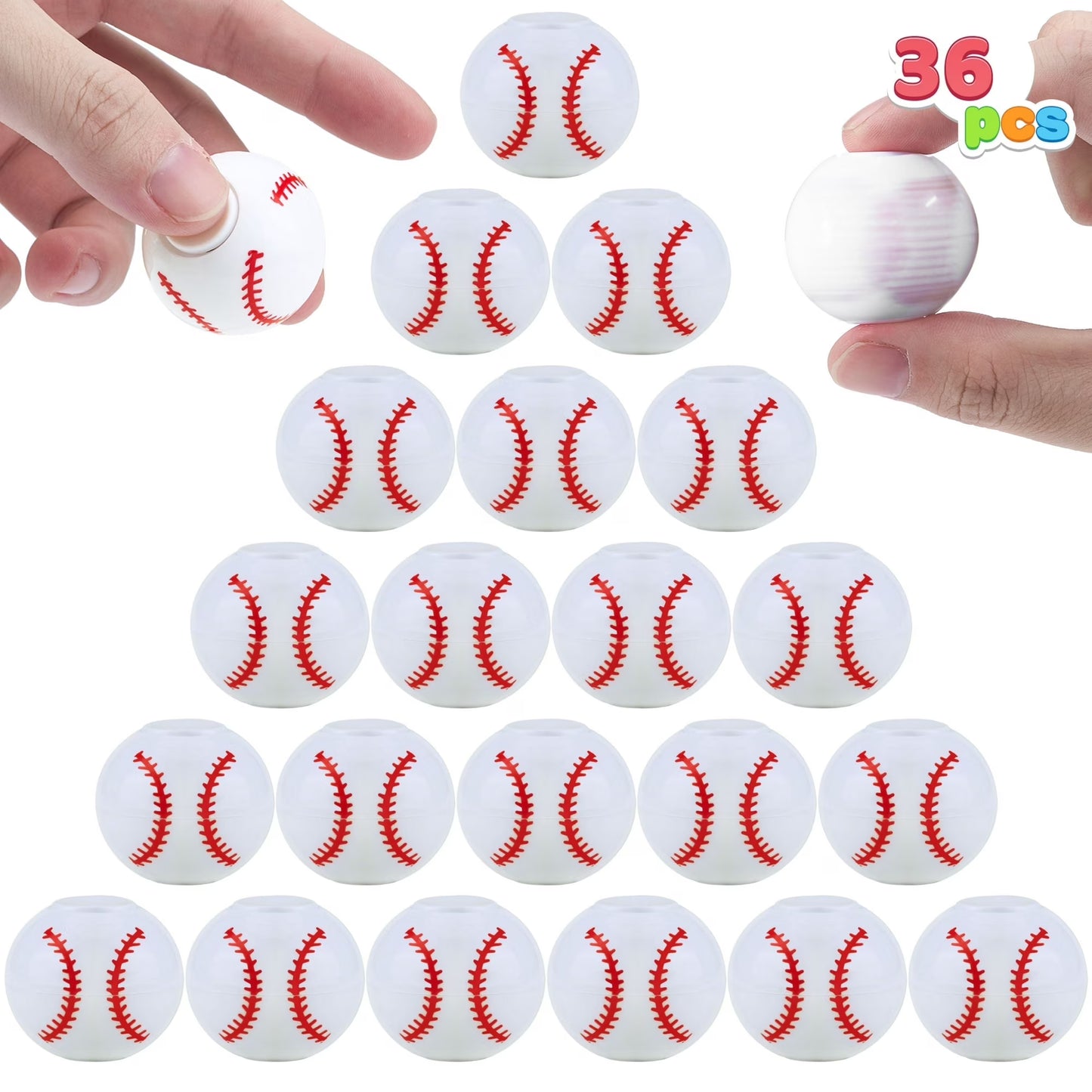 Joyfy 36 Pack Baseball Party Favors for Kids Fidget Spinners Balls Fidget Toys Bulk, Goodie Bags Stuffers, Treasure Box Toys for Classroom, School Reward