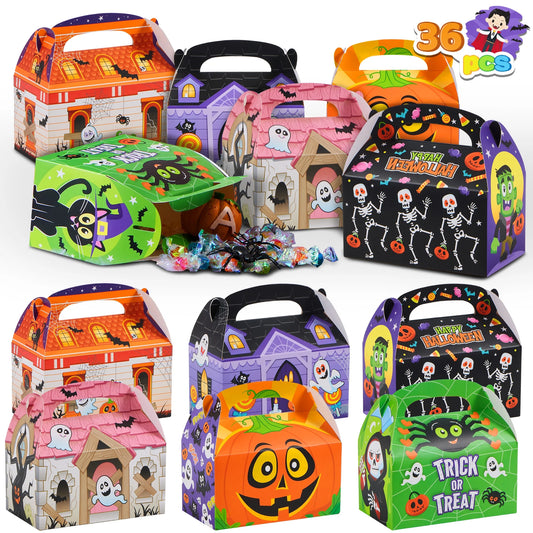 Joyfy 36 Pcs Halloween Treat Boxes,Cardboard Paper Halloween Candy Boxes with Carry Handles,Halloween Candy Boxes Party Favors,Cookies Goodie Bags