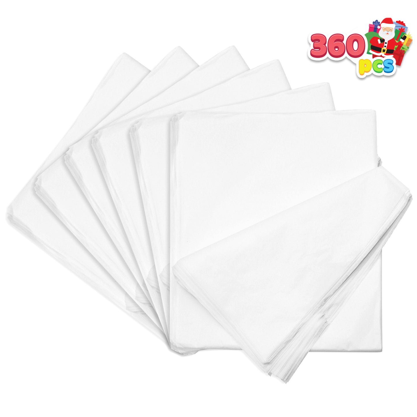Joyfy 360 Sheets White Tissue Paper Bulk 20” x 20” Wrapping Accessory for Gift Wrap Christmas, Packing, DIY Arts & Crafts, Party Supplies and Wine Bottles