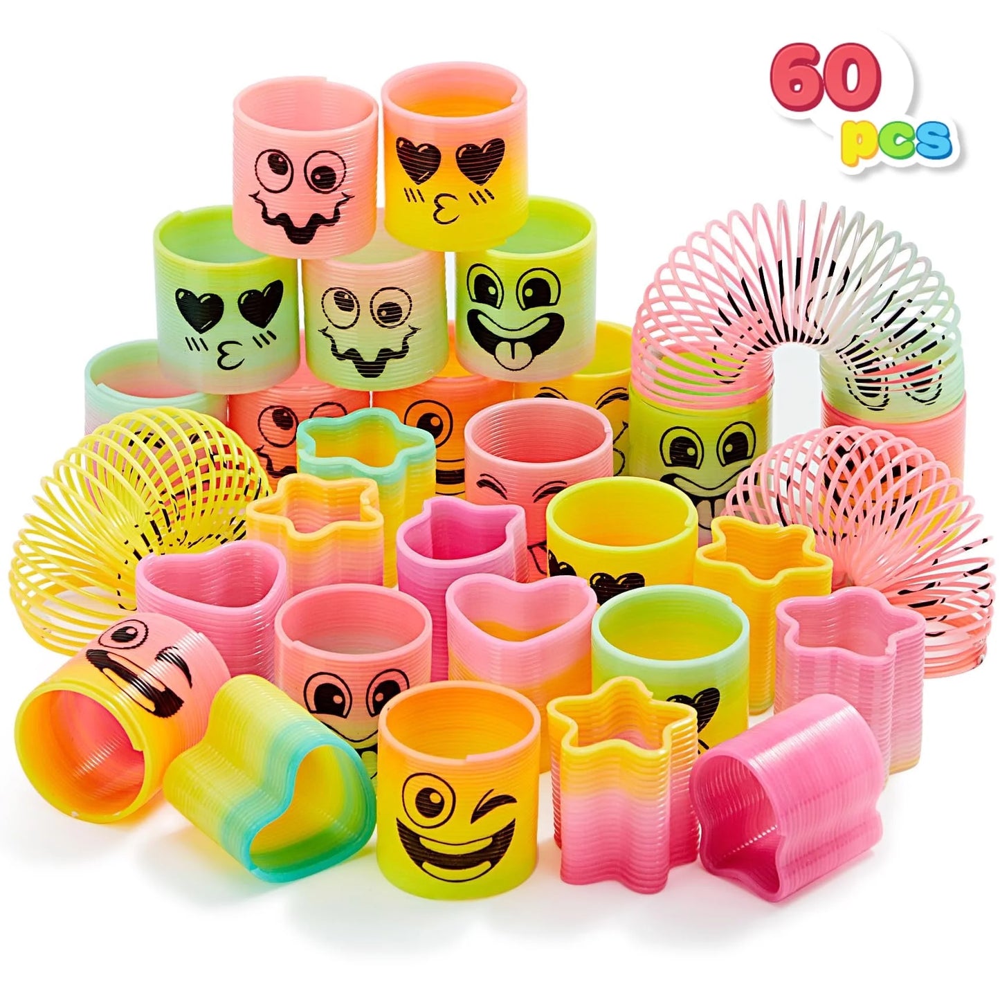 60 Pcs Party Favors for Kids Mini Spring Toys Plastic Coil Rainbow Slinky Toy Party Supplies for Birthday Goodie Bag Stuffers Pinata Fillers