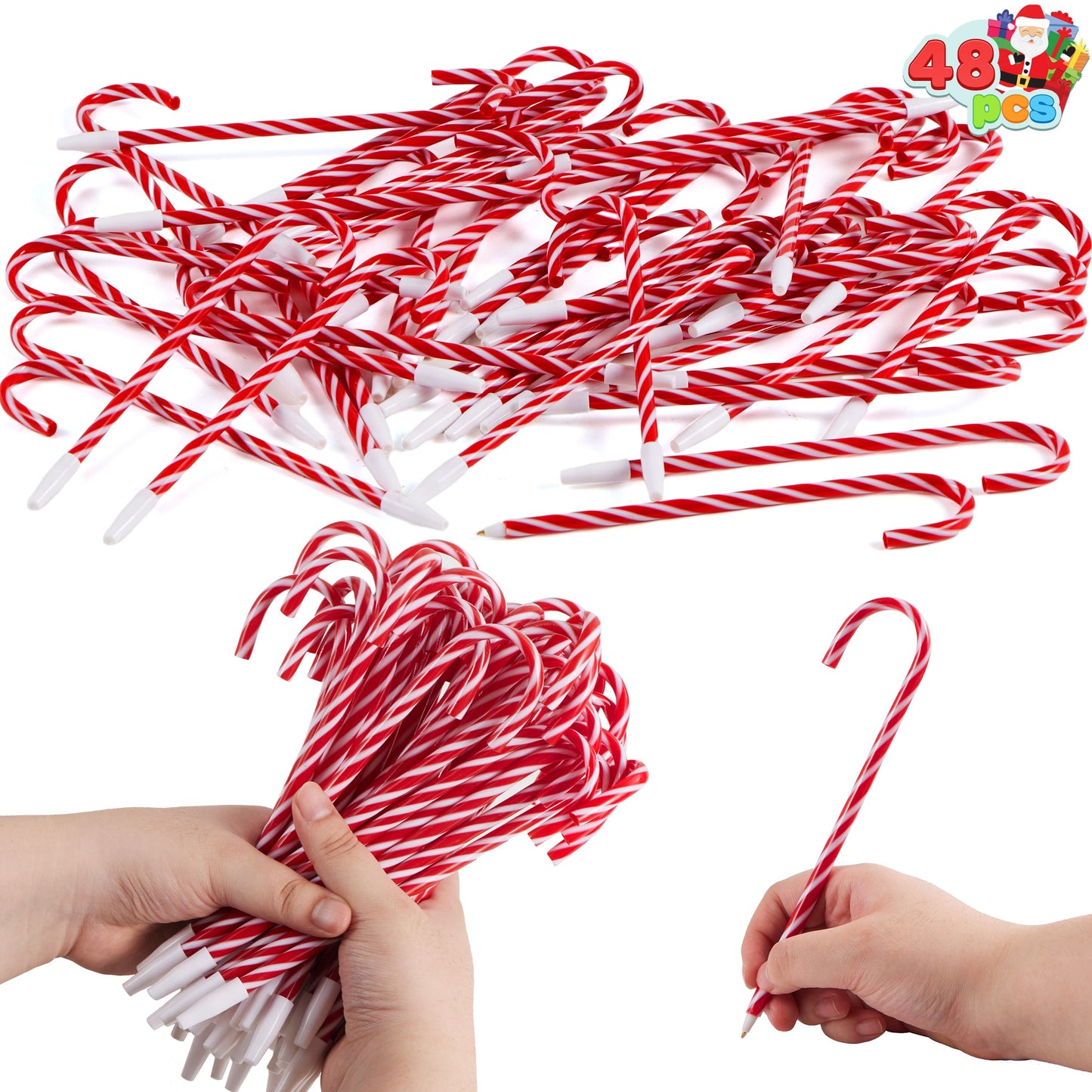 Joyfy 48 Pcs Christmas Candy Cane Pen, Christmas Decoration
