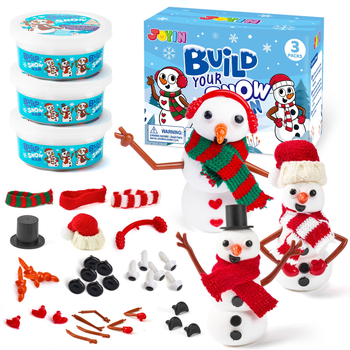 SYNCFUN 3 Pack DIY Snowman Christmas Craft Kit Christmas Build Your Snowman Craft Kit for Xmas Arts and Craft Activities