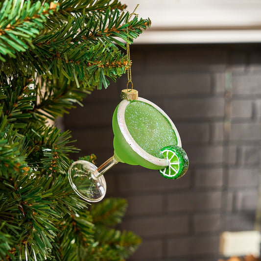 SYNCFUN Christmas Cocktail Margarita Glass Ornament, Christmas Drink Glass Blown Ornament for Christmas Tree Decoration, Adult Beverages Ornament for Xmas Gift Holiday Party Favors Indoor Decoration