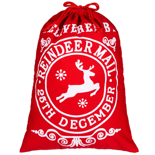 Joyfy Christmas Drawstring Gift Bag Santa Burlap Sack 26" x 19" Cloth Pouch for Xmas Presents Package, Event Party Supplies, Christmas Party Favors