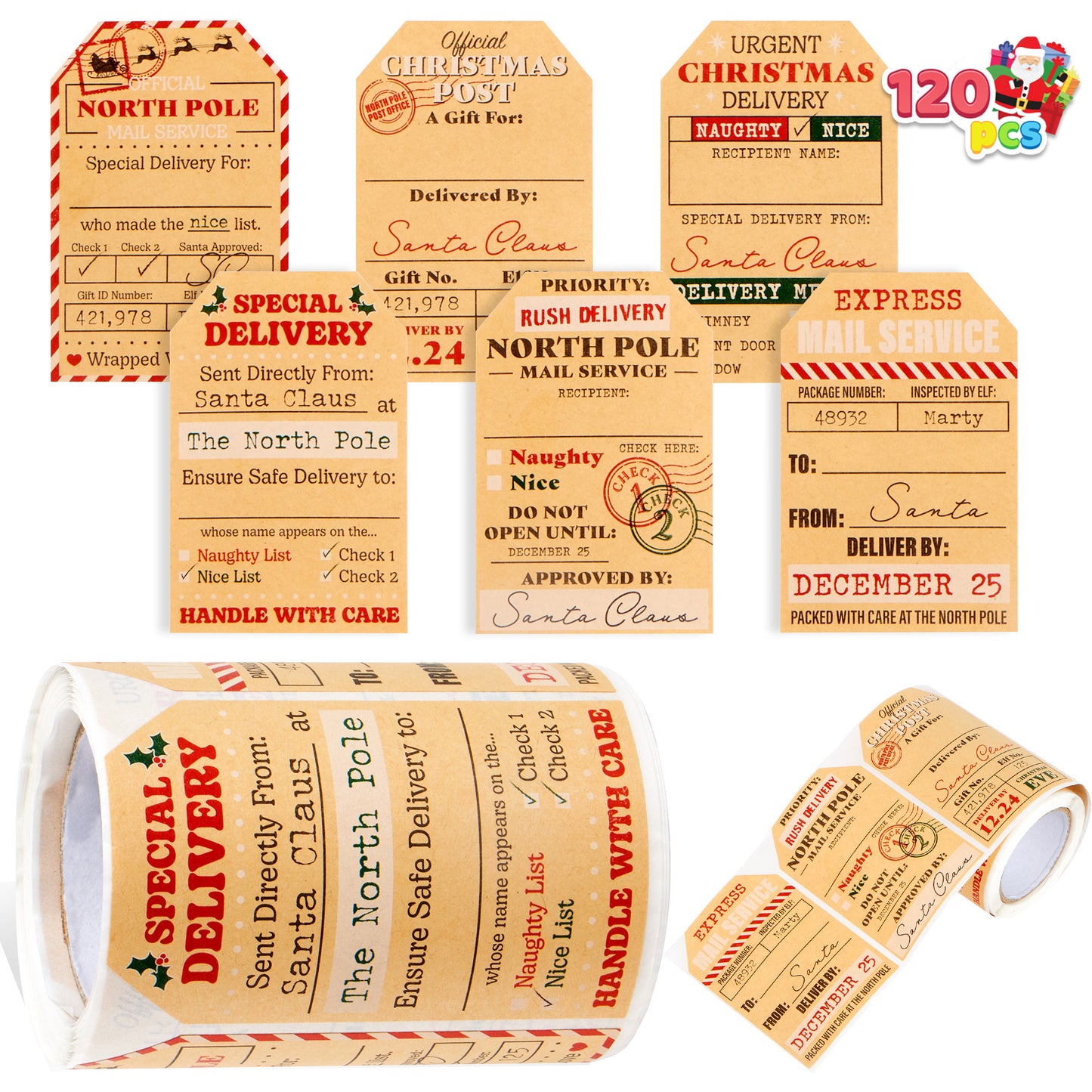 SYNCFUN Christmas Gift Tag Kraft Paper North Pole Style