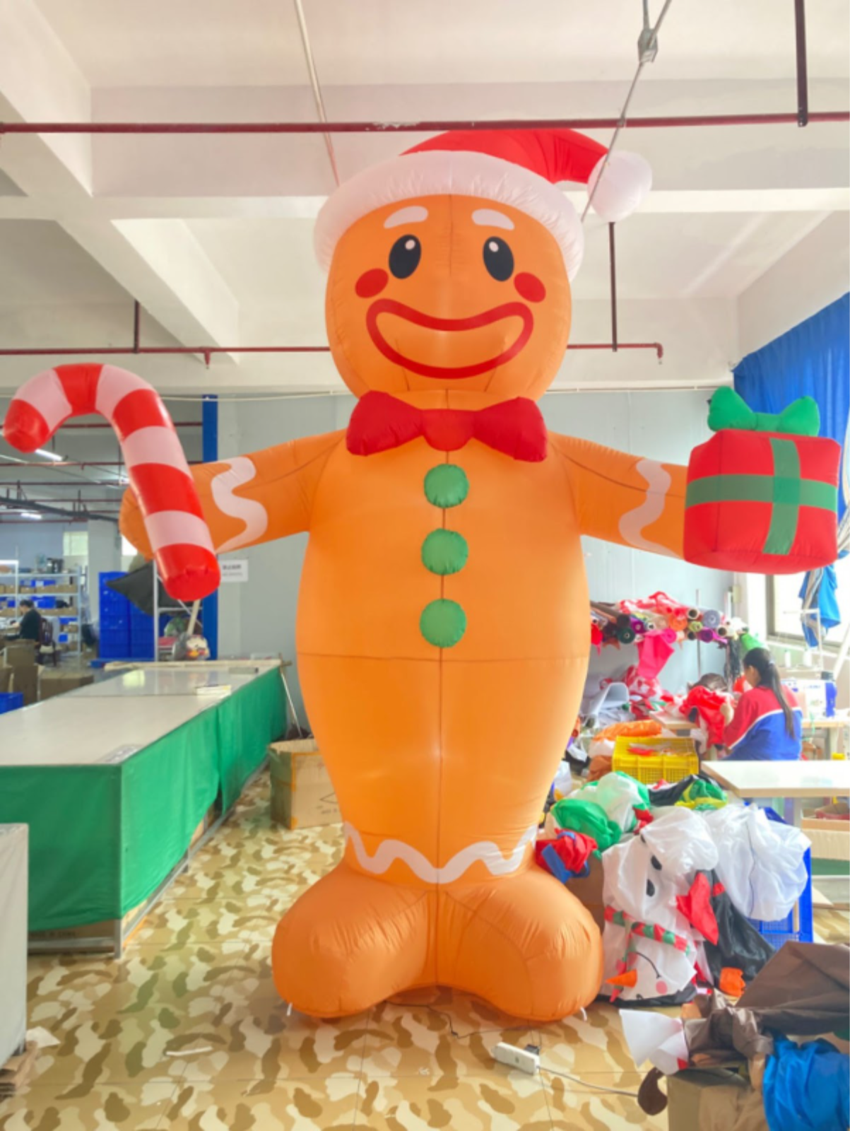 Joyfy 12 FT Christmas Inflatables Gingerbread Man Outdoor Decorations,Gingerbread Man Blow Ups Yard with Built-in LEDs for Holiday Party Garden Lawn Decor