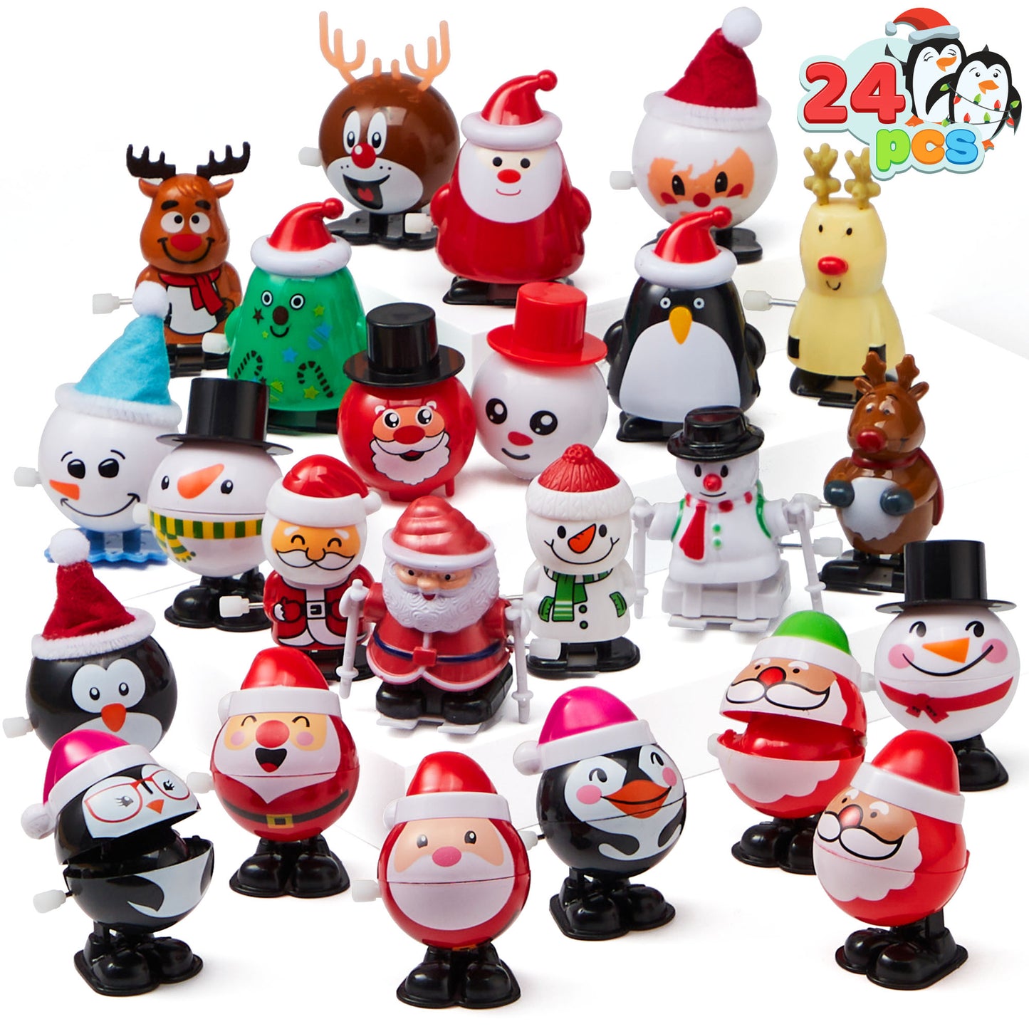 Joyfy 24 Pcs Christmas Wind Up Toys for Kids Party Favors,Clockwork Toys for Child Xmas Stuffers Birthday Gifts