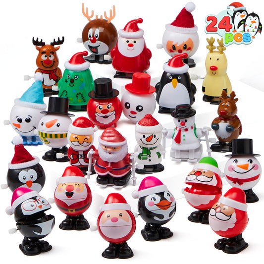 Joyfy 24 Pcs Christmas Wind Up Toys for Kids Party Favors,Clockwork Toys for Child Xmas Stuffers Birthday Gifts
