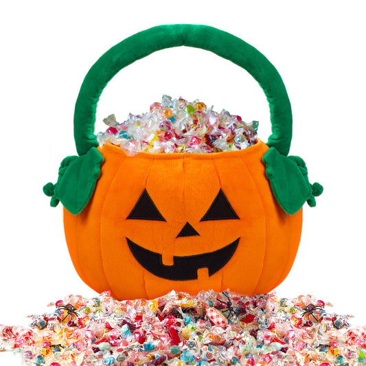 Joyfy Halloween Bucket Halloween Candy Bags,Pumpkin Basket Plush Trick or Treat Bucket Pumpkin Tote for Kids Toddler Candy Treats,Large Halloween Basket