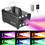 SYNCFUN Halloween Fog Machine,Outdoor Fog Machine with 6 Colorful LED Lights & Wireless Remote Control for Wedding,Halloween,Party and Indoor