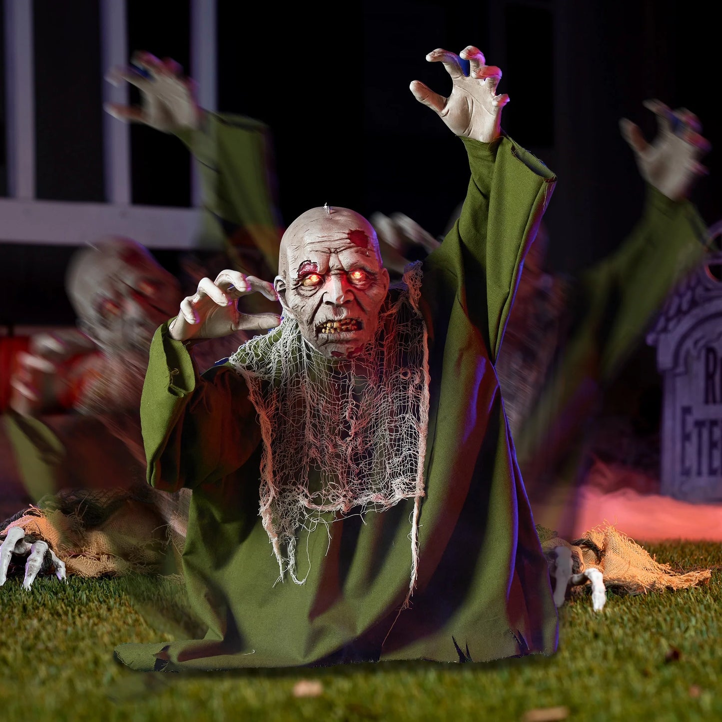 Joyfy Halloween Groundbreaker Animated Halloween Decorations Zombie with Crawling Creepy Animatronic Decorations with Movable Arms,Outdoor Scary Halloween Yard Decorations