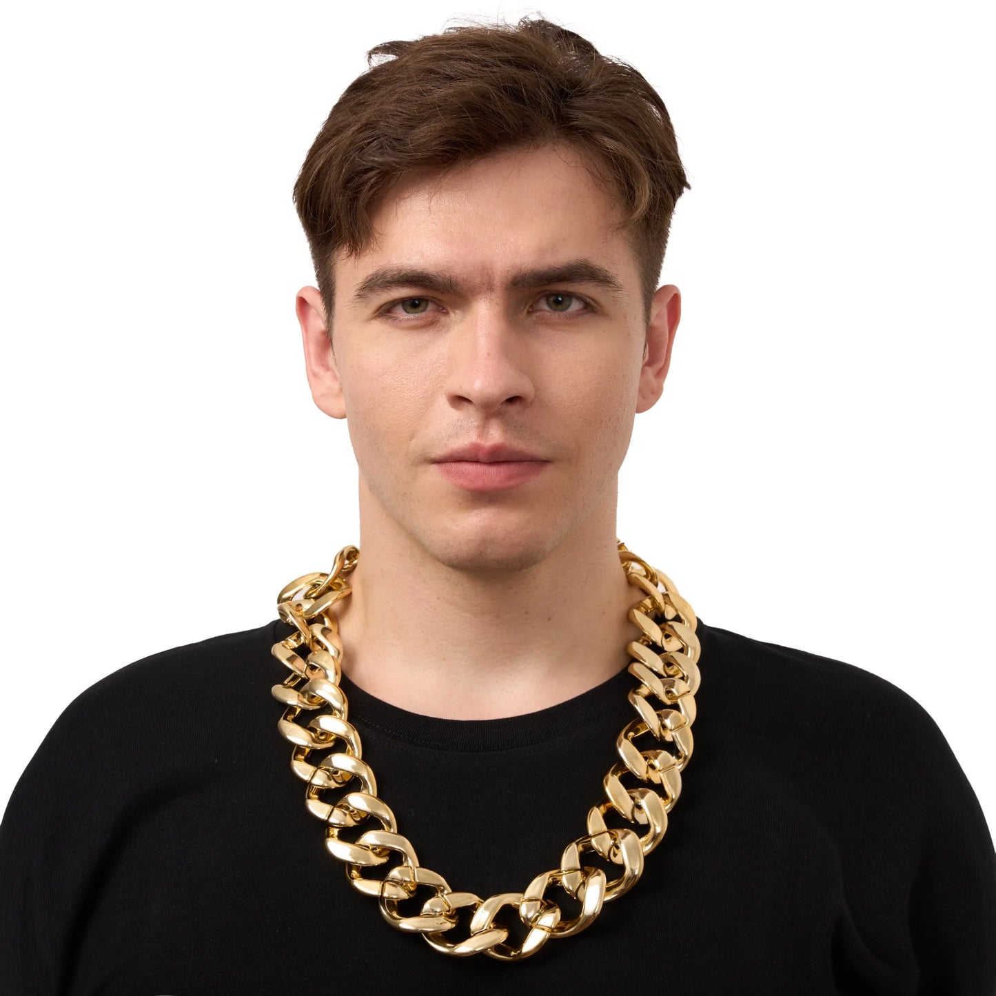 SYNCFUN Halloween Necklace Gold Chain,Plastic Chunky Fake Mens Women Chain,80s 90s Hip Hop Gold Jewlery Outfits Accessory,Halloween Props Costume