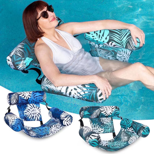 Syncfun 2 Packs Pool Float Hammock Chairs for Adults, Flower Pattern Water Floating Chair, Inflatable Pool Lounge Chair for Pool Party Summer Water Fun