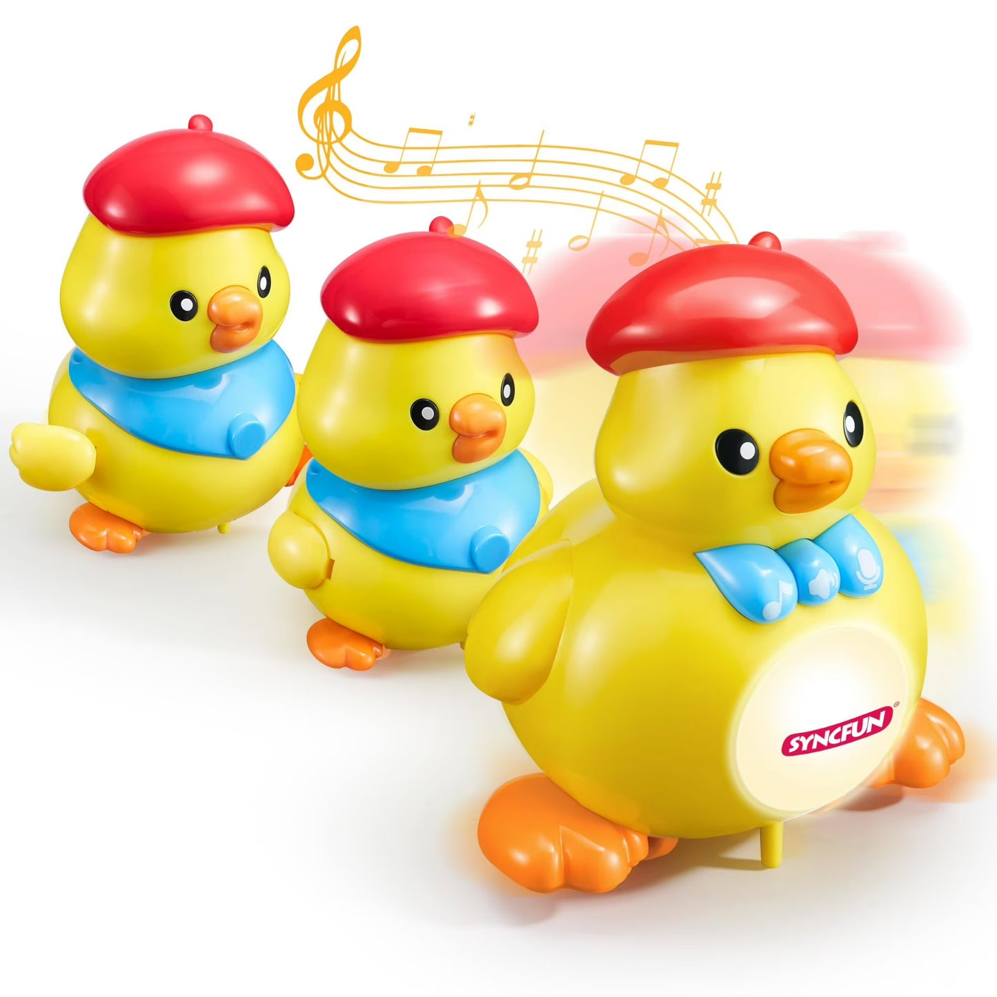 SYNCFUN Musical Toys for Toddlers 1 2 3 Year Old, Dancing Walking Duck Toy with Music and Lights, Learning Toy for Baby Kids£¬3pc