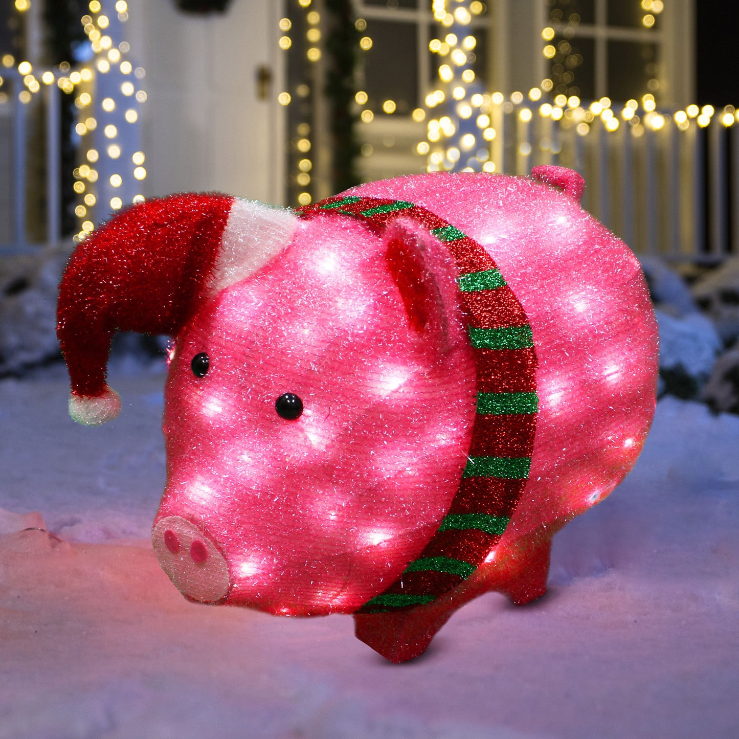 Pig Yard Light Christmas Outdoor Decorations,80 Pre-Lit LED Christmas Decorations,Christmas Yard Light with Stakes Decorations Outdoor Holiday Decor