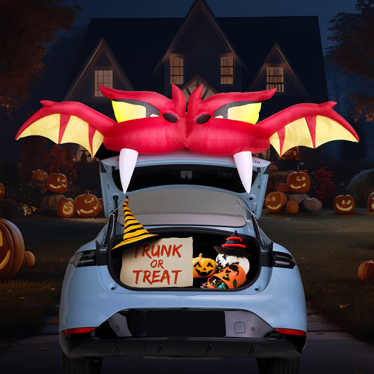 Joiedomi 6.6 FT Halloween Inflatable Red Dragon Decoration,Trunk or Treat Car Decorations Kit with Built-in LED Light for Halloween Party Indoor,Outdoor,Yard,Garden Decor