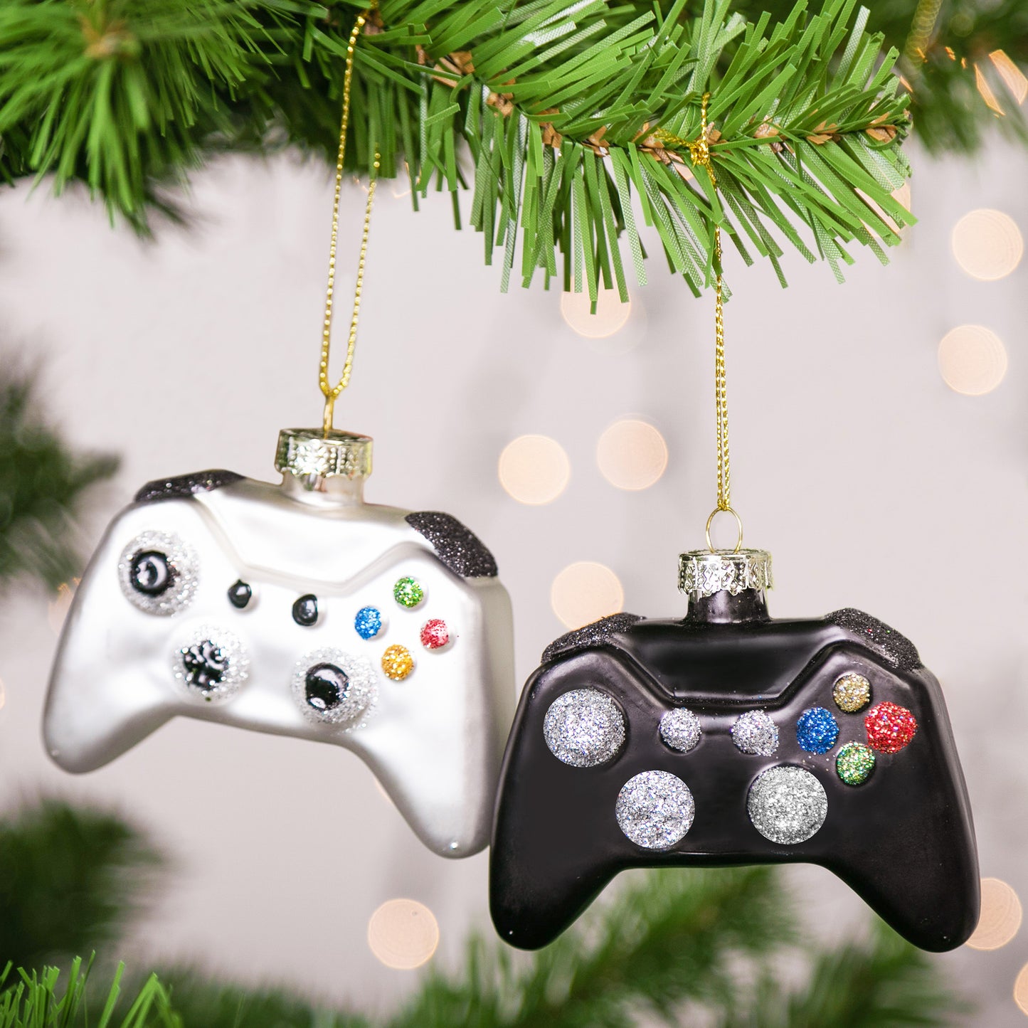 Joyfy 2PCS Glass Christmas Ornament Set,Video Game Ornament for Kids