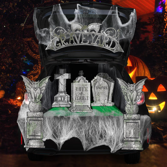 Joyfy Halloween Trunk or Treat Car Decorations Kit,Halloween Car Decorations Car Archway with Tombstone Theme,Trunk or Treat Decorations for Suv,Halloween Outdoor Garage Door Party Decor