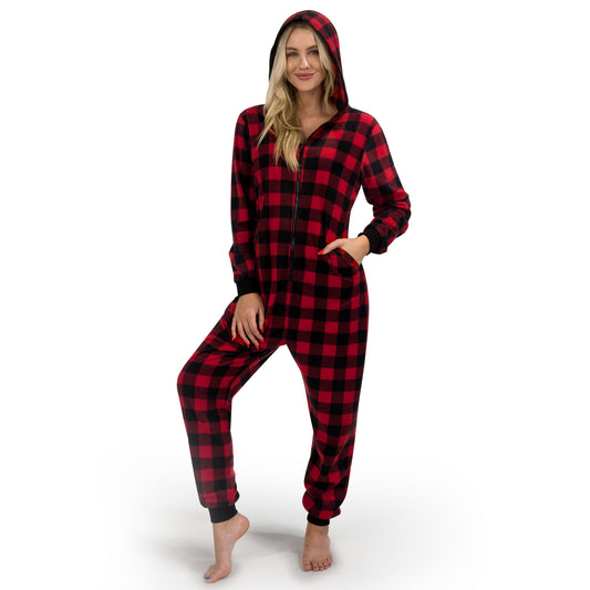 SYNCFUN Men's Christmas Pajamas, Adult Christmas Hooded One-Piece Pajamas Men Pajamas Ugly Christmas Sweater One-Piece