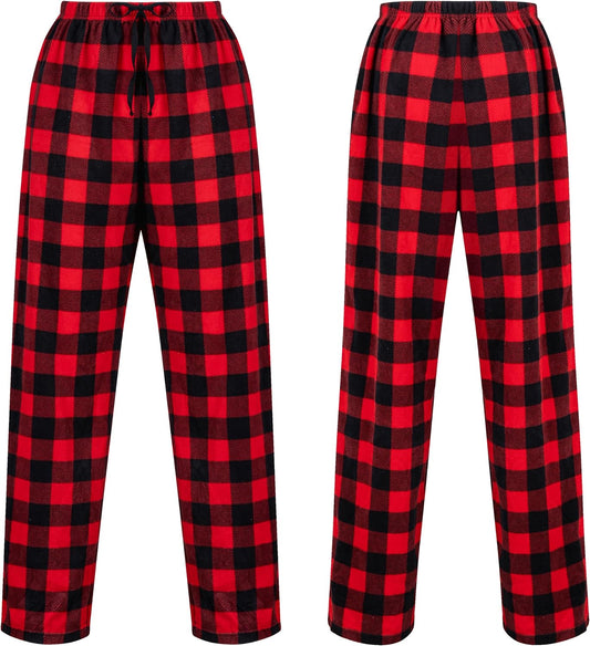 SYNCFUN Christmas Pajama Pants for Women,Red and Black Buffalo Plaid Pajama Pants for Women