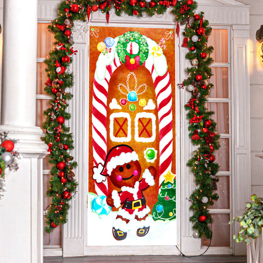 SYNCFUN Christmas Ginger Bread House Window Door Cover Winter Holiday Party Decoration 72X30 Inches