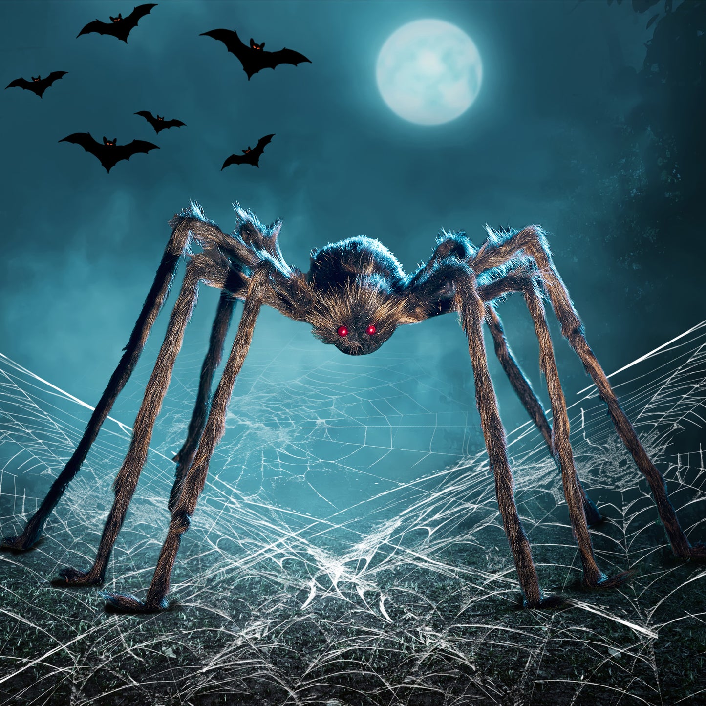 Joyfy 5 FT Giant Spider Halloween Decorations,Scary Spider Halloween Decorations Outdoor Party Decorations Props Halloween Yard Decorations,Brown