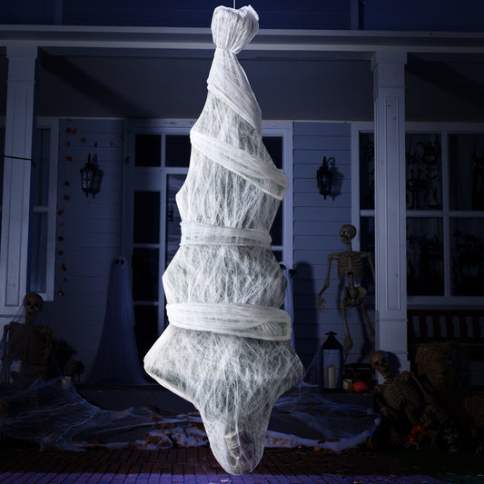Joyfy 72" Halloween Hanging Cocoon Corpse for Halloween Decoration Outside,Life Size Corpses Props Scary Skeleton Body Decor Graveyard Halloween Haunted House, Hanging Outdoor Decoration