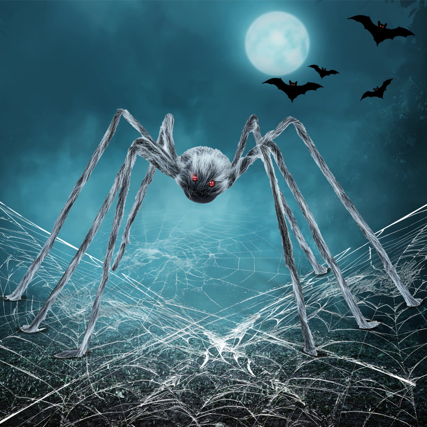Joyfy 5 FT Giant Spider Halloween Decorations,Scary Spider Halloween Decorations Outdoor Party Decorations Props Halloween Yard Decorations,Gray