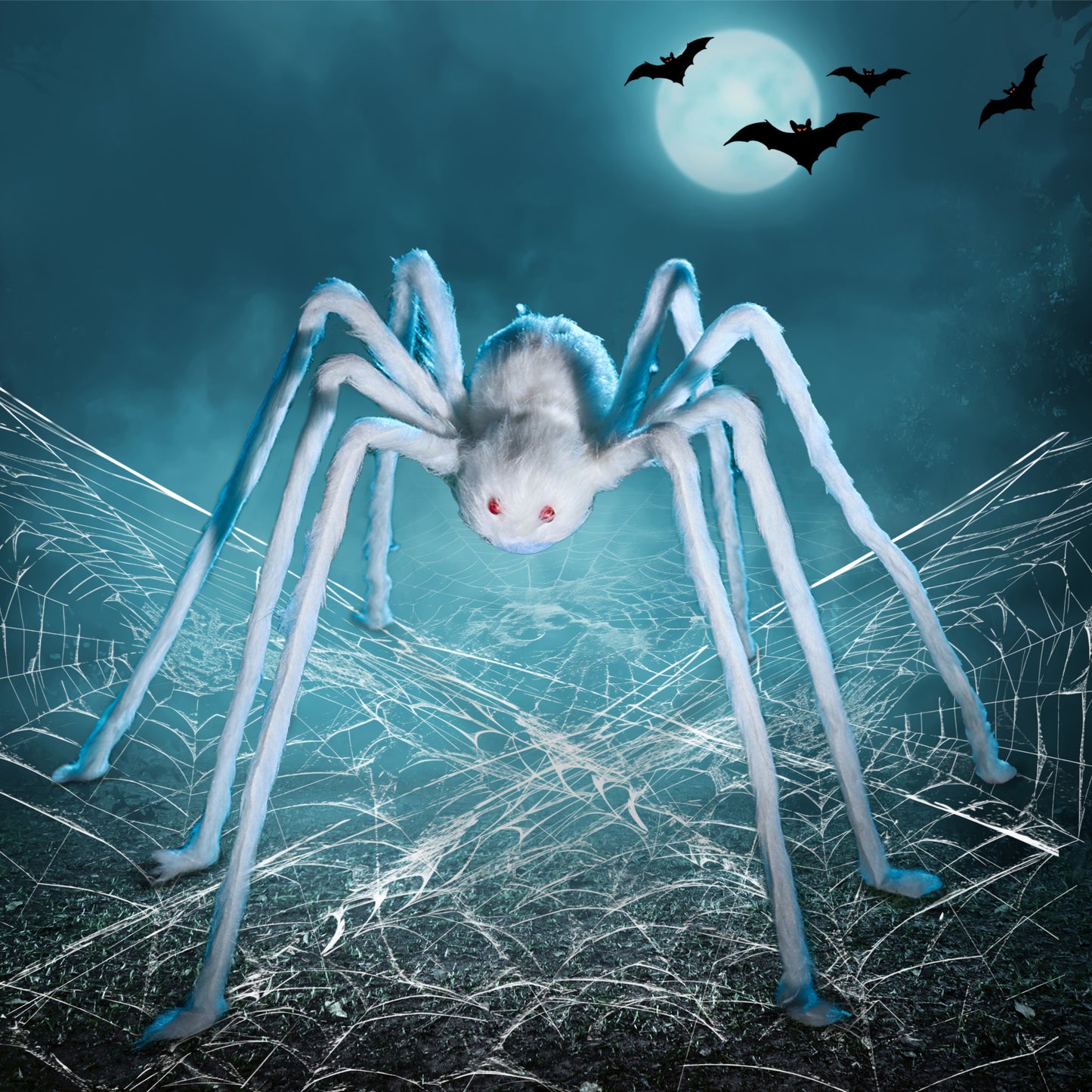 Joyfy 5 ft Giant Spider Halloween Decorations,Scary Spider Halloween Decorations Outdoor Party Decorations Props Halloween Yard Decorations,White