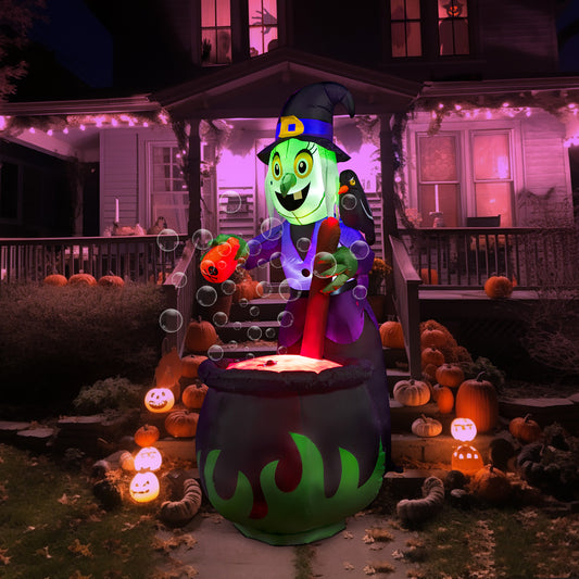 Syncfun 6 FT Halloween Inflatable Outdoor Witches Cauldron Pot Large Decorations with Flame Light and Bubble,Halloween Blow Ups for Outside Yard Decoration