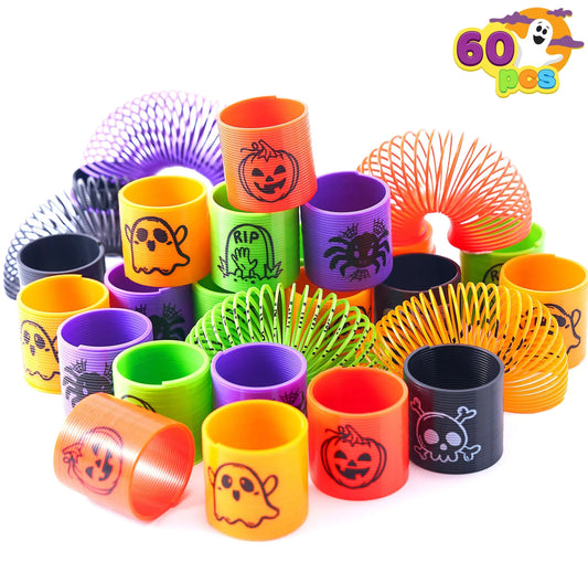 Joyfy 60 Pcs Halloween Coil Spring Toys,Halloween Mini Magic Springs Toys Bulk for Party Favors,Halloween Goody Bag Fillers,Halloween Sticky Toys for Classroom Prizes