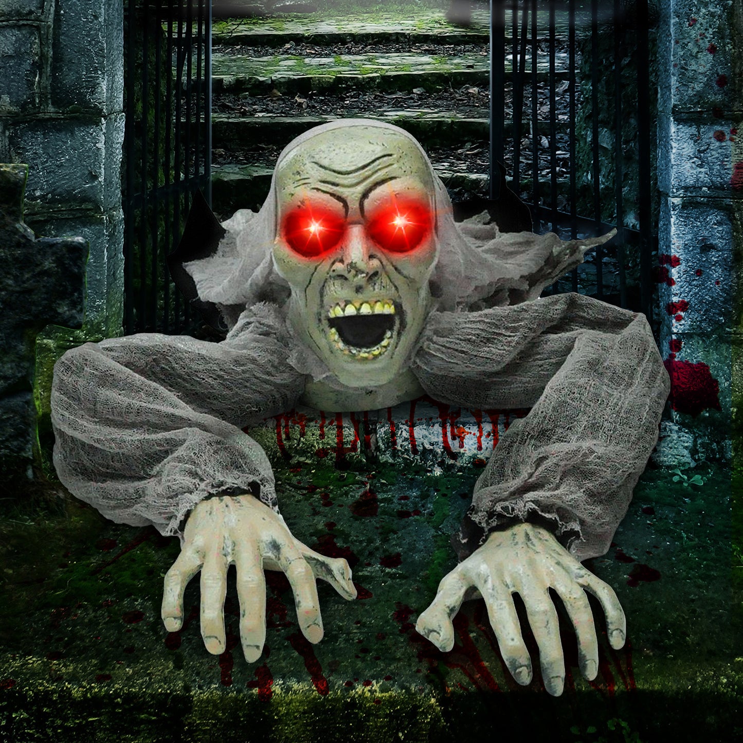 Joyfy Halloween Groundbreaker Halloween Decorations Zombie with Sound and Flashing Eyes,Outdoor Scary Halloween Yard Decorations