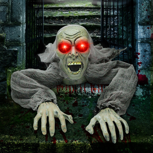 Joyfy Halloween Groundbreaker Halloween Decorations Zombie with Sound and Flashing Eyes,Outdoor Scary Halloween Yard Decorations