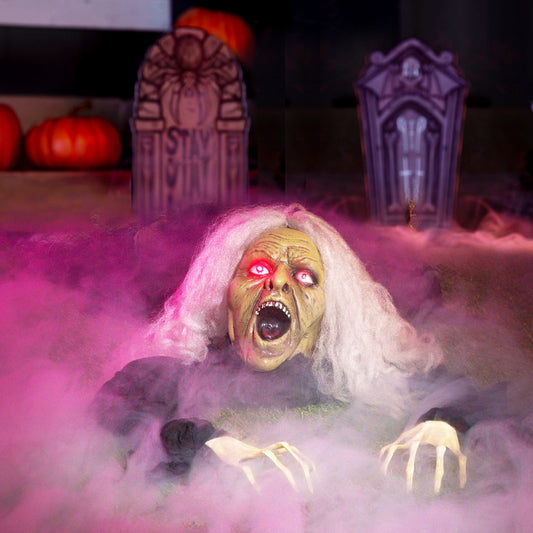 Joyfy Halloween Groundbreaker Halloween Decorations Zombie with Sound and Flashing Eyes,Outdoor Scary Halloween Yard Decorations,Haunted House Decorations