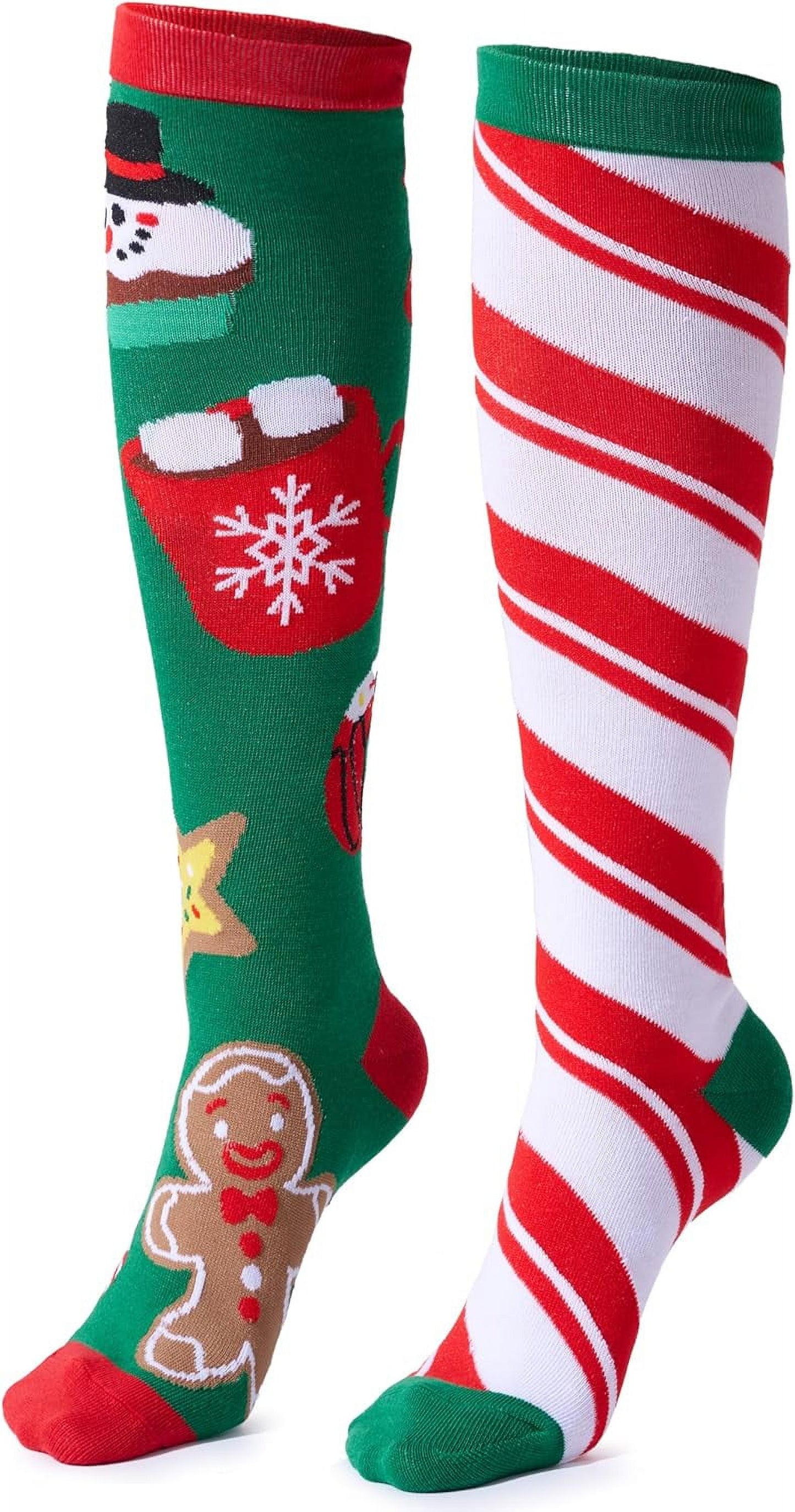 Joyfy 2 Pairs Christmas Socks for Women,Funny Crazy Holiday Christmas Socks for Adults,Christmas Gifts for Women