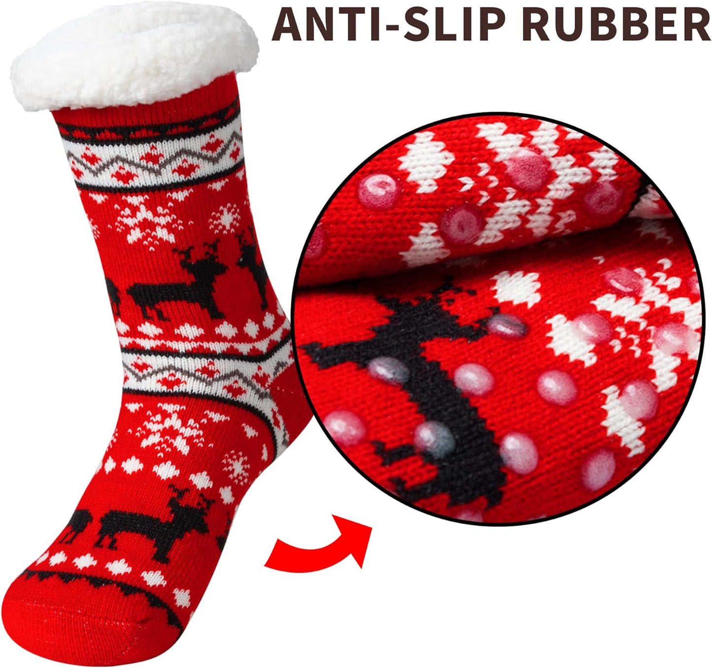 Joyfy 2 Pack Christmas Socks Fuzzy Socks for Women,Comfy Crew Fuzzy Sock Slippers for Women Adults,Christmas Gifts for Women