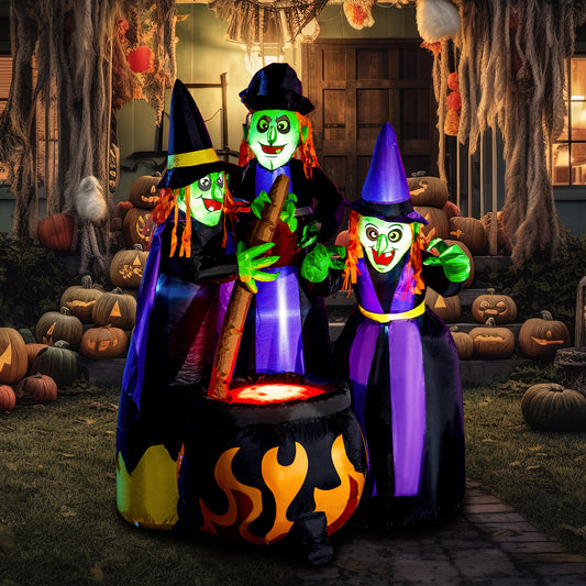 SYNCFUN 6 FT Halloween Inflatable Outdoor Witches Cauldron Pot Large Decorations with Flame Light,Halloween Blow Ups for Outside Yard Decoration
