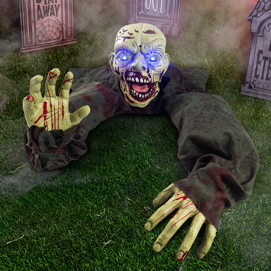 Joyfy Halloween Groundbreaker Animated Halloween Decorations Zombie with Creepy Sound and Flashing Eyes,Outdoor Scary Halloween Yard Decorations,Haunted House Decorations