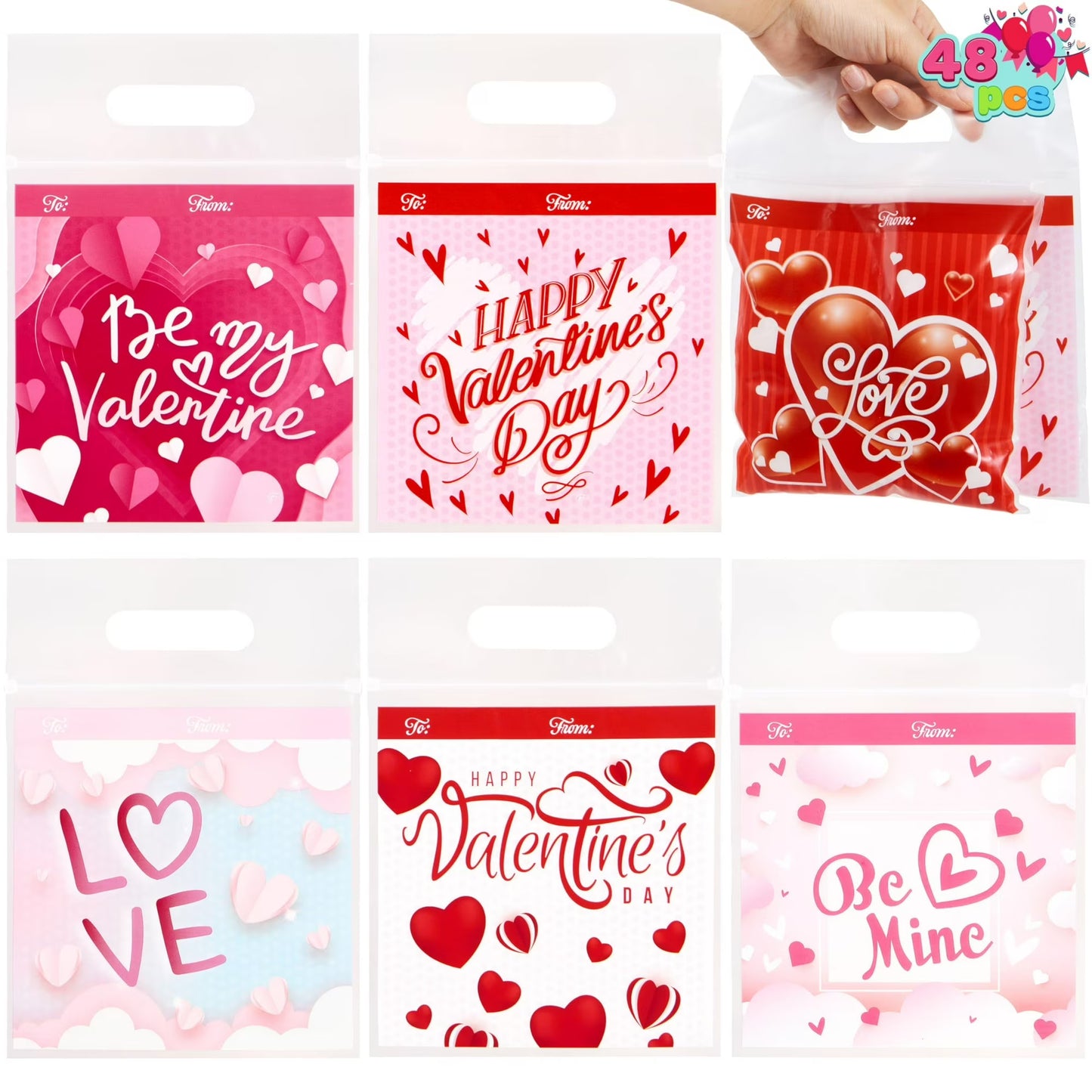 Joyfy Sealing Gift Bag with Handles, 48pcs