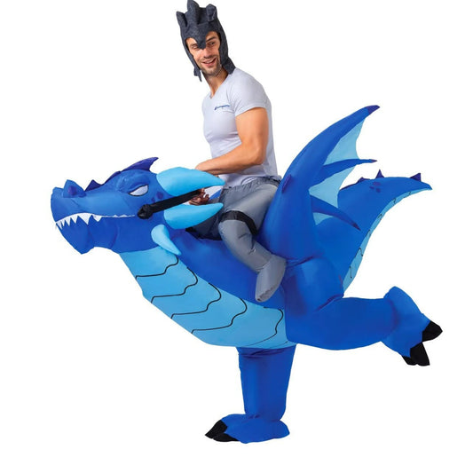 Spooktacular Creations Inflatable Costume Riding a Fire or Ice Dragon Air Blow-up Deluxe Halloween Costume - Adult Size