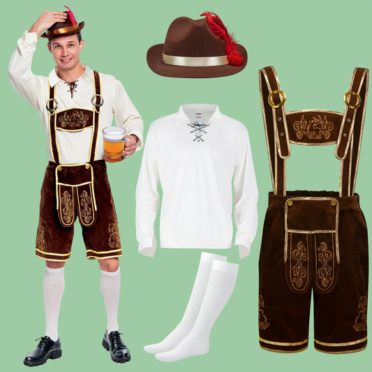 Spooktacular Creations Men German Bavarian Oktoberfest Fancy Costume Set for Halloween Adults, S