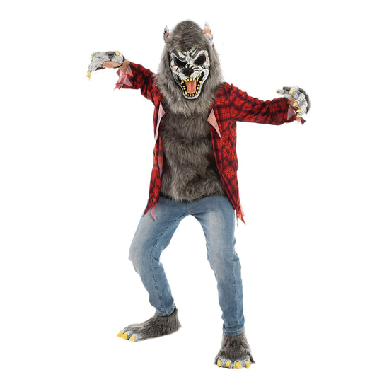 Spooktacular Creations Red Werewolf Halloween Kids Costume with Mask, Gloves and Shoes, Werewolf Halloween Costume Dress UP, S