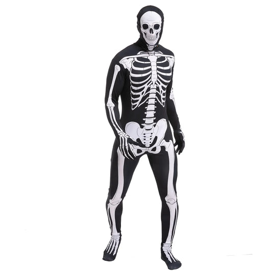 Spooktacular Creations Skeleton Bodysuit Halloween Men Costume with Hood for Adults Themed Parties, Halloween.M