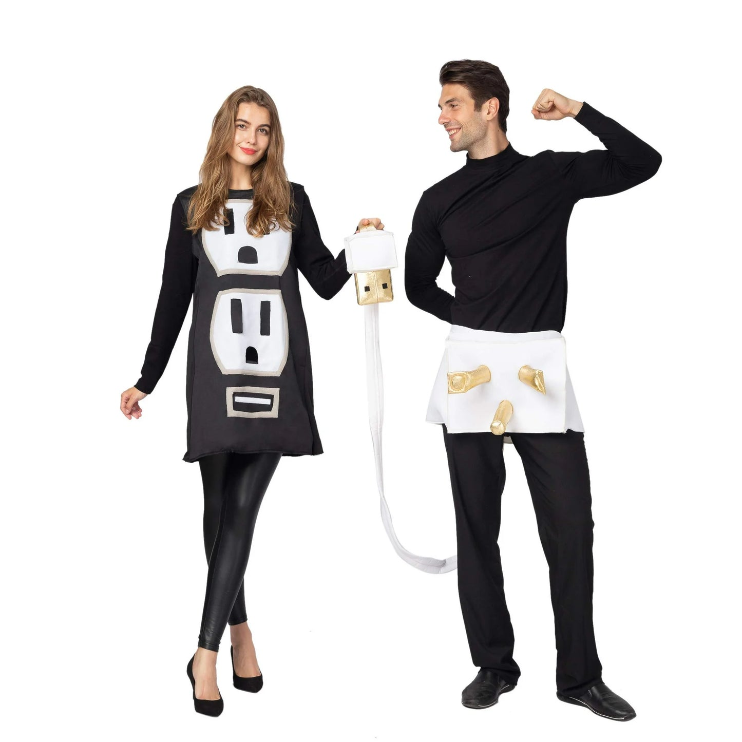 Couple Costumes for Adults, USB/Light Plug and Socket Halloween Costumes