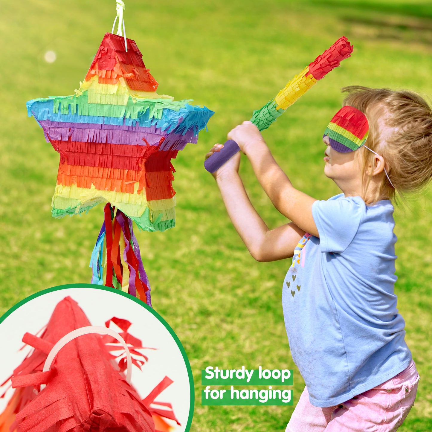 SYNCFUN Star Pinata for Kids Birthday Party 12.6"x 12.6"x 3" Party Supplies for Cinco De Mayo, Fiesta Taco, Luau Event, Mexican Theme Decoration, Taco Tuesday Event